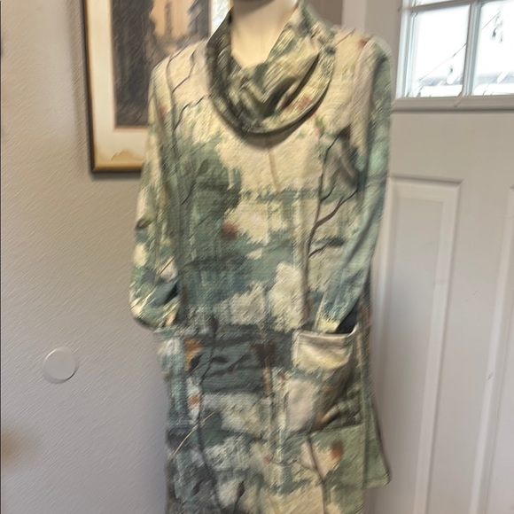 Floral Cowl Neck Midi Dress or tunic plus size available - Picture 2 of 16